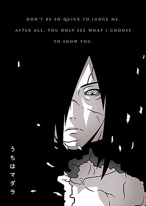 Uchiha Madara Anime Portrait with Rinnegan Eye and Dark Minimalist Style HD phone wallpaper