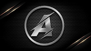 Sleek Metallic A Logo on Dark Perforated Background with Diagonal Light Streaks HD wallpaper