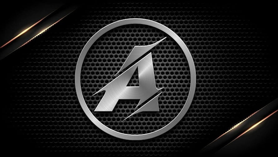 Sleek Metallic A Logo on Dark Perforated Background with Diagonal Light Streaks HD wallpaper