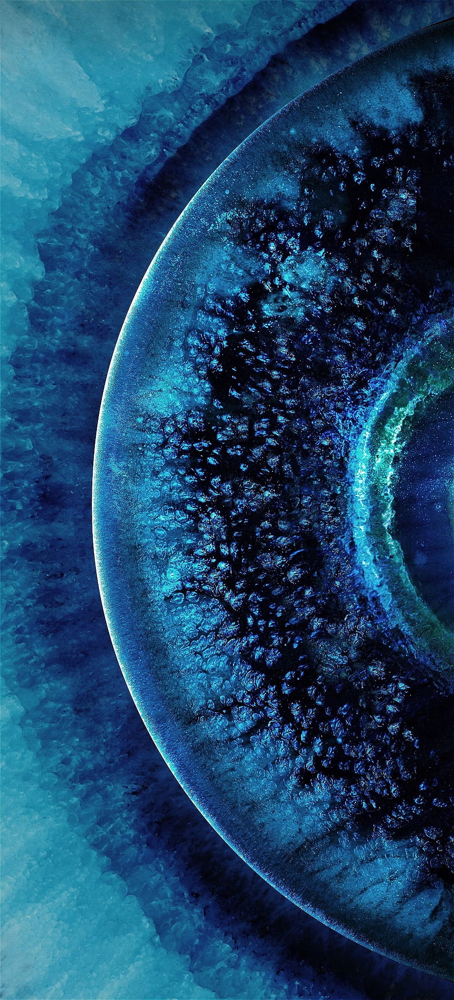 Deep Blue Abstract Texture with Organic Cellular Patterns and Curved Edge HD phone wallpaper