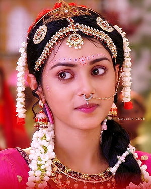 Mallika Singh in Traditional South Indian Bridal Attire with Floral Garland and Gold Jewelry HD phone wallpaper