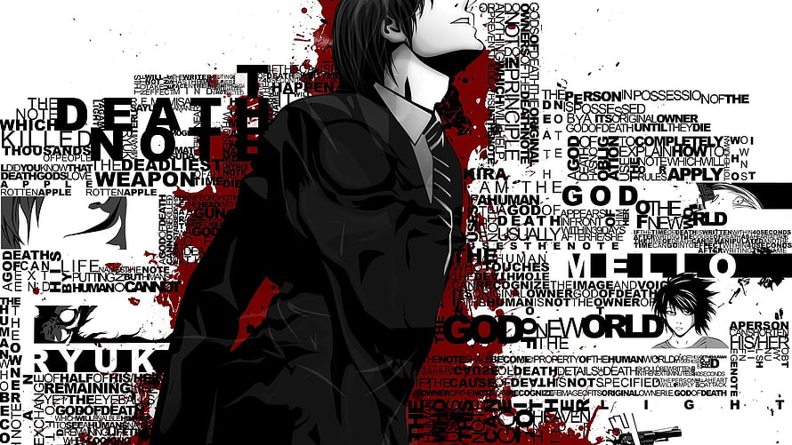 Death Note Anime Character L and Light Yagami Typography Artwork HD wallpaper