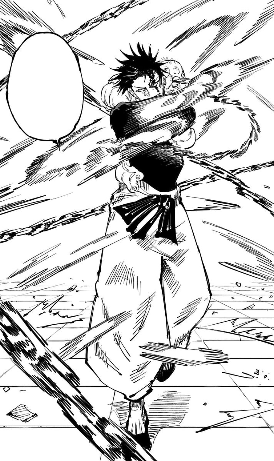 Toji Fushiguro in Dynamic Combat Pose from Jujutsu Kaisen Manga Panel HD phone wallpaper