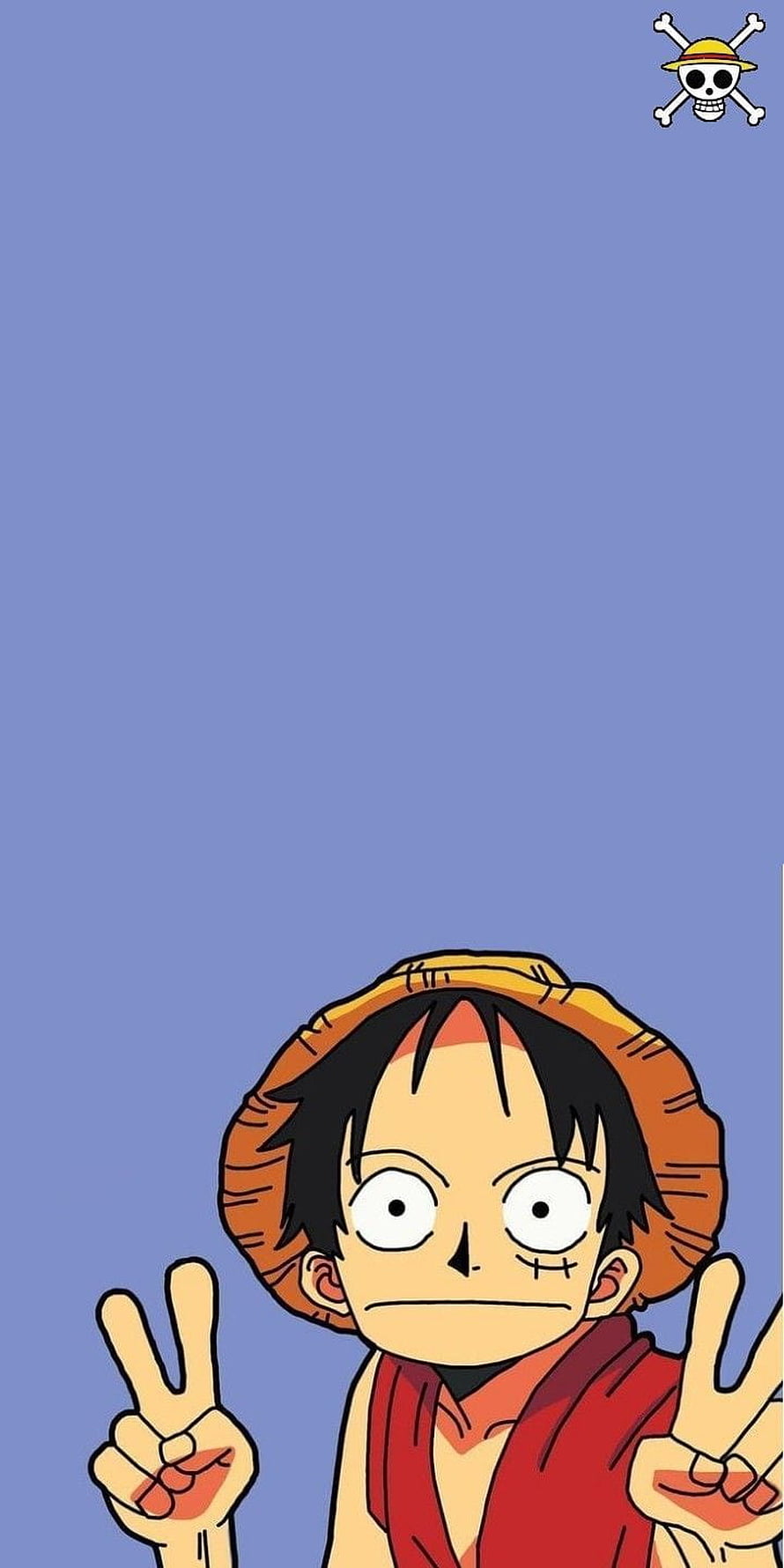 Monkey D. Luffy Peace Sign Portrait on Blue Background HD phone wallpaper