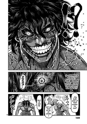 Kengan Ashura Manga Panel Featuring O-Ohma's Intense Transformation and Dialogue HD phone wallpaper
