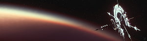 Star Citizen Everus Harbor Space Station Orbiting a Planet HD wallpaper