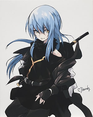 Rimuru Tempest Demon Lord Anime Character in Black Attire with Katana HD phone wallpaper