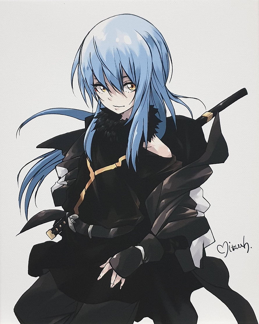 Rimuru Tempest Demon Lord Anime Character in Black Attire with Katana HD phone wallpaper