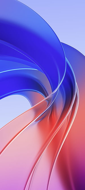 Oppo A55 Abstract 3D Ribbon Wallpaper in Blue and Coral Gradient HD phone wallpaper