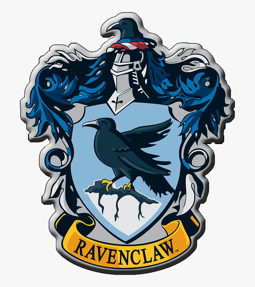 Ravenclaw House Crest with Raven and Knight Helmet on Light Blue Shield HD phone wallpaper