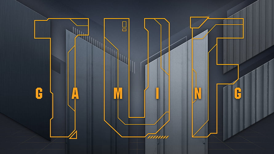 Asus TUF Gaming Logo with Industrial Circuit Design and Orange Neon Accents HD wallpaper