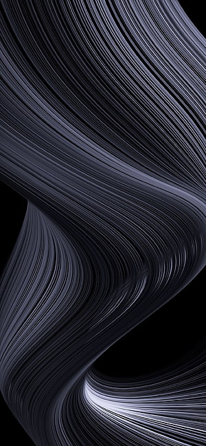 Dark Abstract Flowing Lines on Black Background Minimalist Digital Art HD phone wallpaper