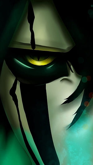 Ulquiorra Cifer Close-Up Portrait with Glowing Yellow Eye and Dark Markings HD phone wallpaper