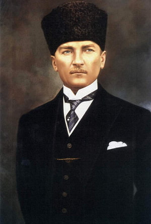 Mustafa Kemal Ataturk Formal Portrait in Traditional Fez and Dark Three-Piece Suit HD phone wallpaper