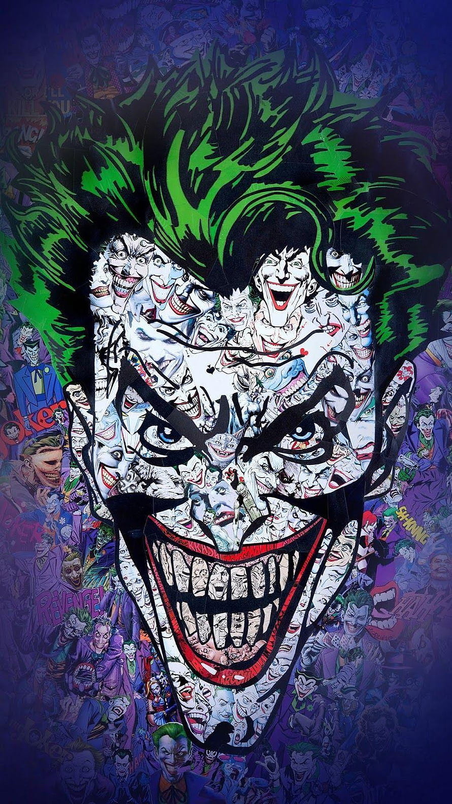Joker Collage Portrait with Green Hair and Manic Smile HD phone wallpaper