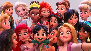 Vanellope and the Disney Princesses Group Portrait from Ralph Breaks the Internet HD wallpaper