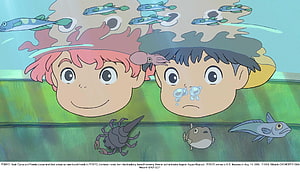 Ponyo and Sosuke Underwater Scene from Studio Ghibli Animated Film HD wallpaper