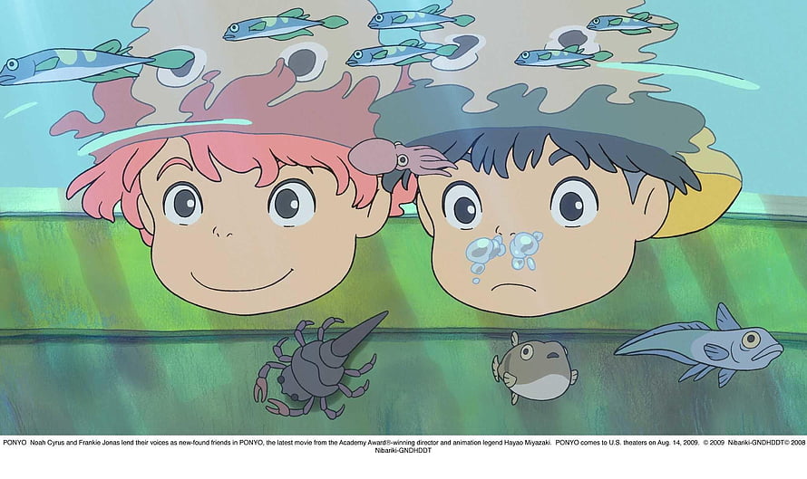 Ponyo and Sosuke Underwater Scene from Studio Ghibli Animated Film HD wallpaper