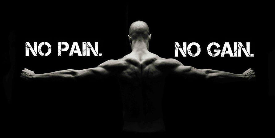 Muscular Male Back View with Motivational Fitness Quote on Dark Background HD wallpaper