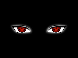 Itachi Uchiha Sharingan Eyes in Dark Anime Style HD wallpaper