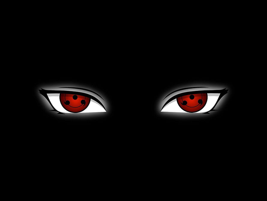 Itachi Uchiha Sharingan Eyes in Dark Anime Style HD wallpaper