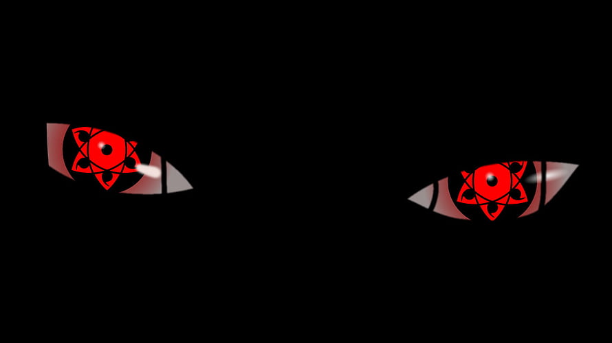 Sasuke Uchiha Sharingan Eyes on Black Background HD wallpaper
