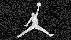 Air Jordan Jumpman Logo with Camouflage Pattern on Black Background HD wallpaper