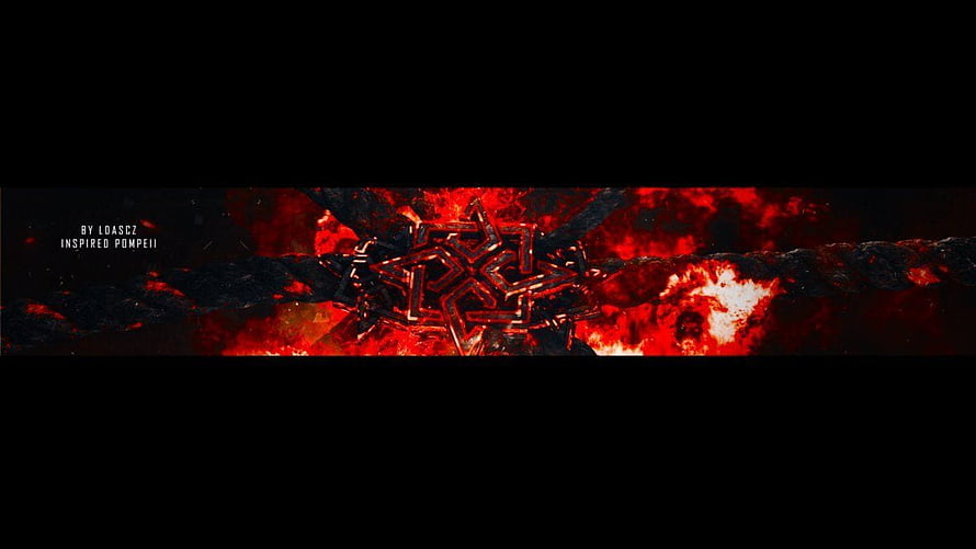 Fiery Red and Black Geometric Star Banner with Molten Lava Texture HD wallpaper