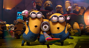 Minions Celebrating With Drinks And Party Horns In A Vibrant Club Scene HD wallpaper