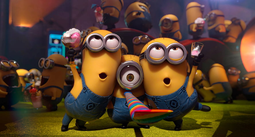 Minions Celebrating With Drinks And Party Horns In A Vibrant Club Scene HD wallpaper