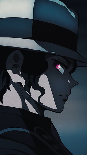 Muzan Kibutsuji Demon Slayer Anime Character Profile in Fedora Hat HD phone wallpaper