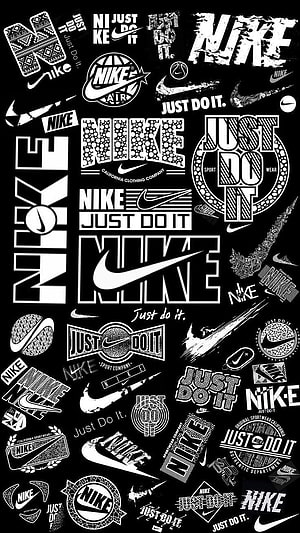 Nike Vintage Logo Collection Black and White Typography Design HD phone wallpaper