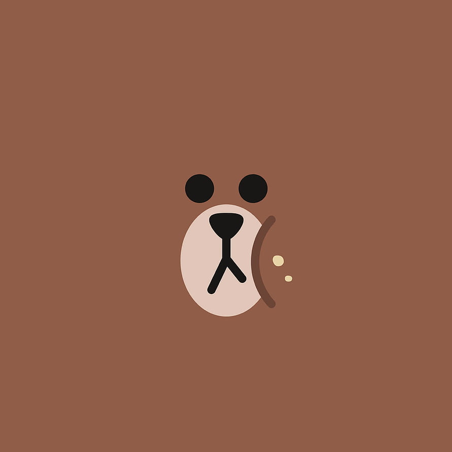 Minimalist Brown Bear Face Icon on Warm Earthy Background HD phone wallpaper