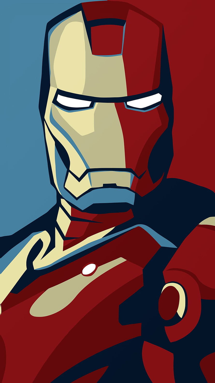 Iron Man Geometric Vector Portrait with Split Color Design and Minimalist Style HD phone wallpaper