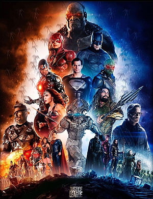 Zack Snyder Justice League Ensemble Poster Featuring Superman, Batman, Wonder Woman, and Darkseid HD phone wallpaper