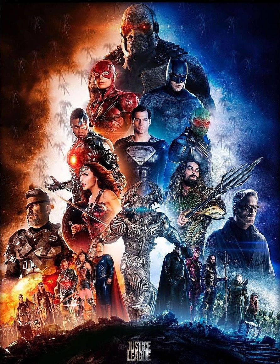 Zack Snyder Justice League Ensemble Poster Featuring Superman, Batman, Wonder Woman, and Darkseid HD phone wallpaper