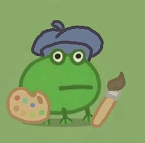 Cute Cartoon Frog Artist Wearing Beret Holding Paint Palette and Brush HD wallpaper