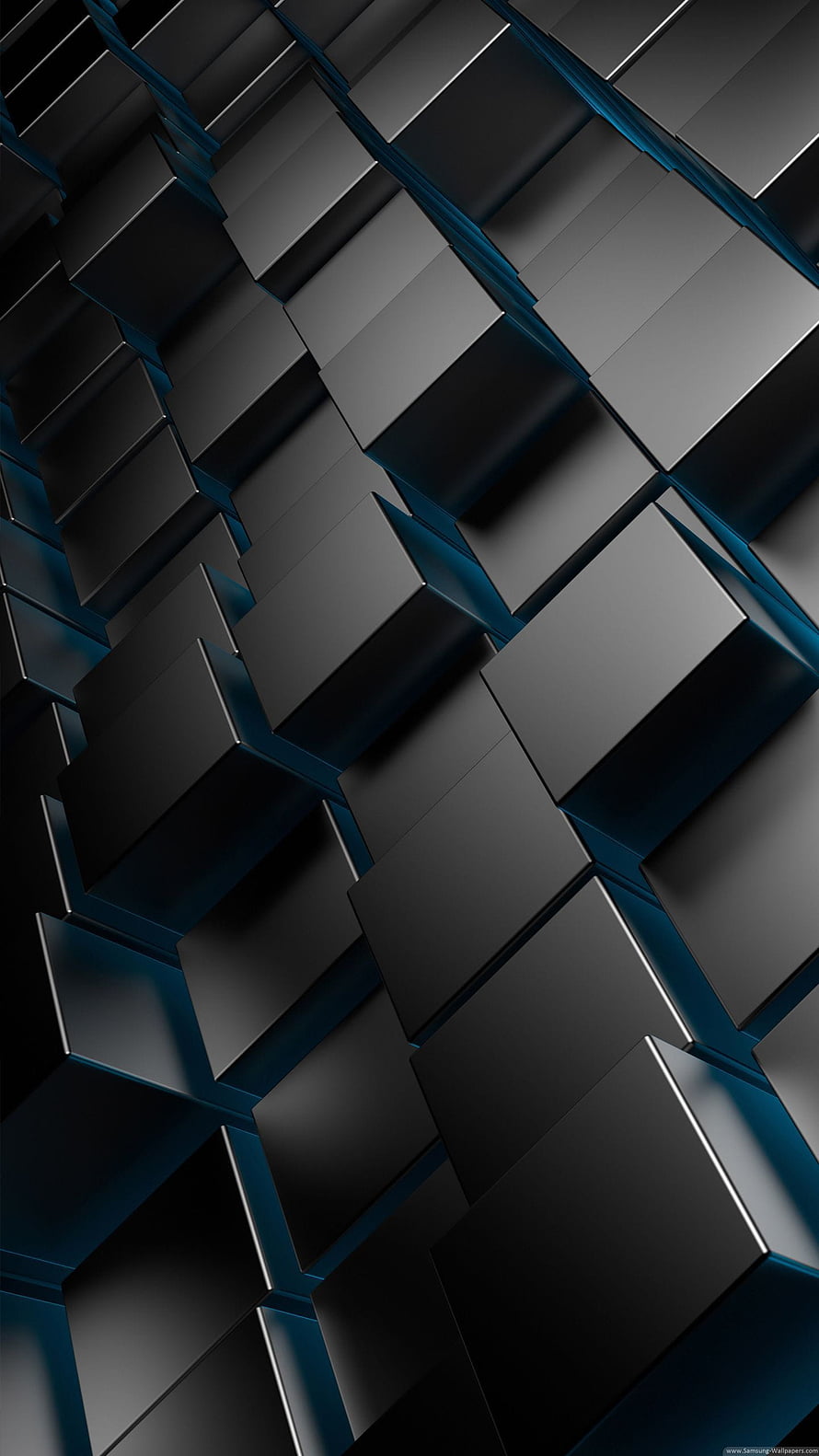 Dark Geometric 3D Cube Pattern with Teal Accents Abstract Wallpaper HD phone wallpaper