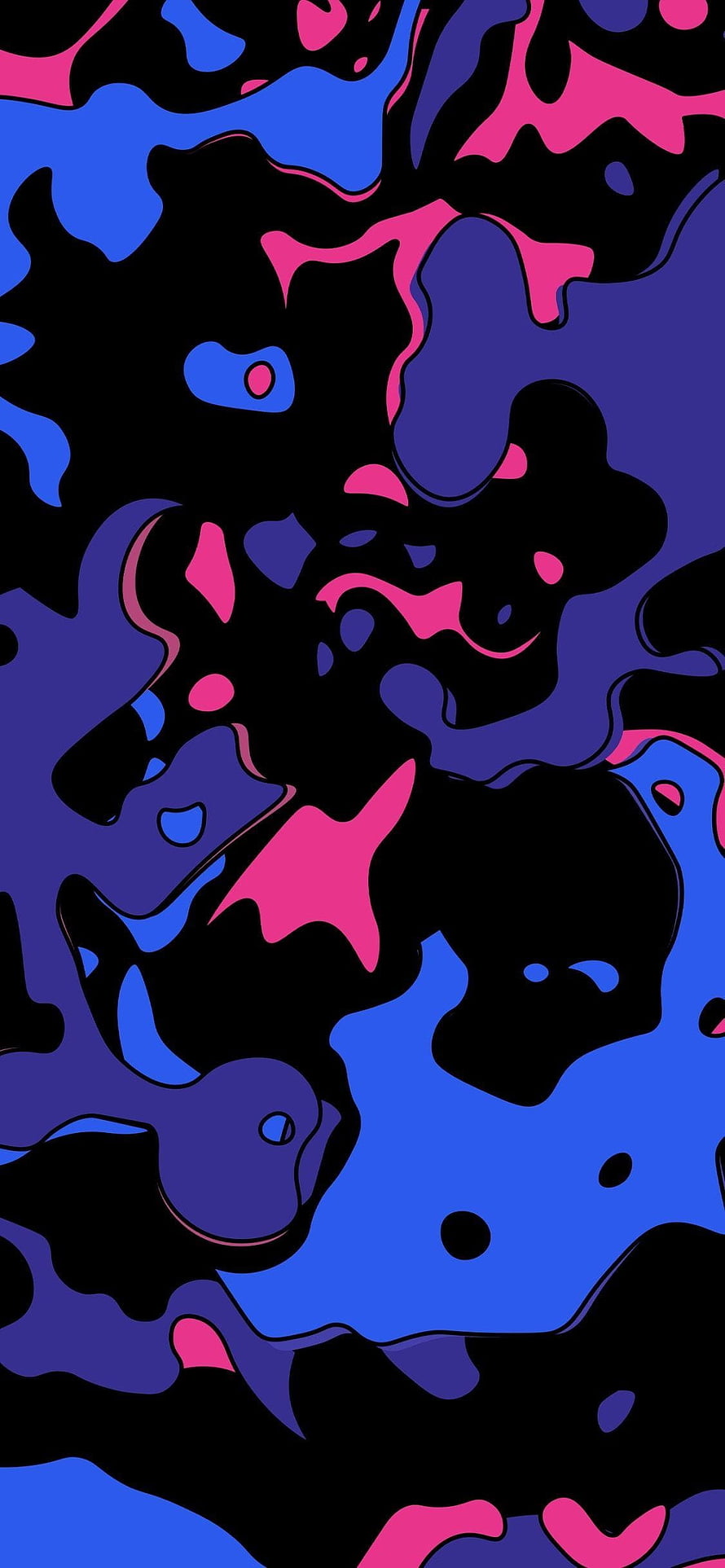 Abstract Liquid Ink Pattern in Neon Pink, Blue, and Black HD phone wallpaper