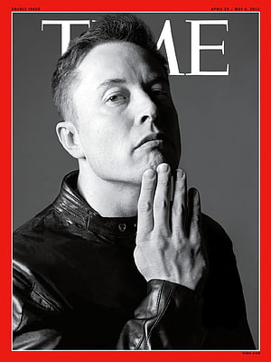 Elon Musk Black and White Portrait on Time Magazine Cover HD phone wallpaper