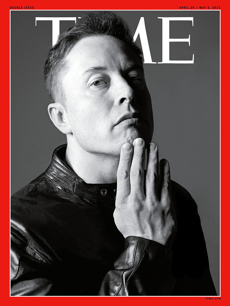Elon Musk Black and White Portrait on Time Magazine Cover HD phone wallpaper