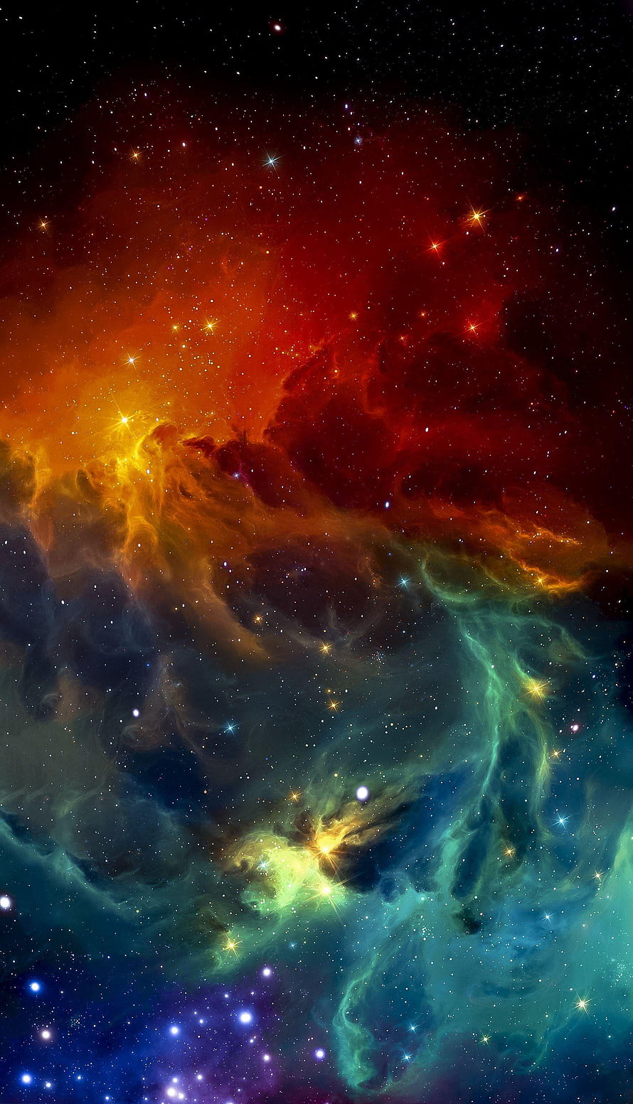 Vibrant Cosmic Nebula With Swirling Gas Clouds And Distant Stars In Deep Space HD phone wallpaper