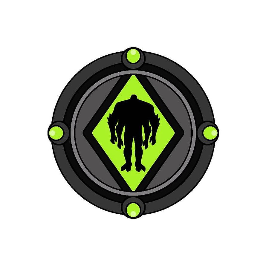 Ben 10 Omnitrix Symbol with Green Diamond and Alien Silhouette on Dark Circular Emblem HD phone wallpaper