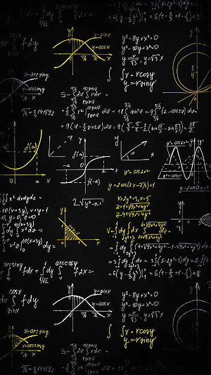 Handwritten Calculus and Trigonometry Equations on a Black Chalkboard HD phone wallpaper