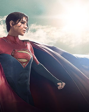 Sasha Calle as Supergirl in a Cinematic DC Comics Portrait with Flowing Cape HD phone wallpaper