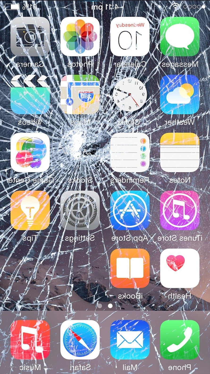 Shattered iPhone Home Screen Wallpaper with Cracked Glass Effect HD phone wallpaper