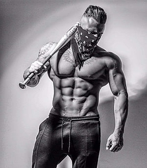 Shahrock Black and White Portrait with Baseball Bat and Bandana HD phone wallpaper