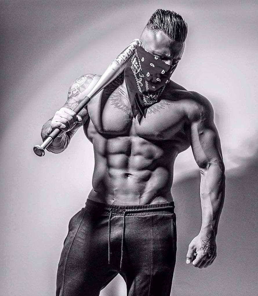 Shahrock Black and White Portrait with Baseball Bat and Bandana HD phone wallpaper