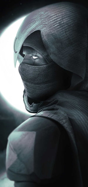 Moon Knight Marvel Cinematic Universe Character Portrait in Dark Hooded Costume HD phone wallpaper