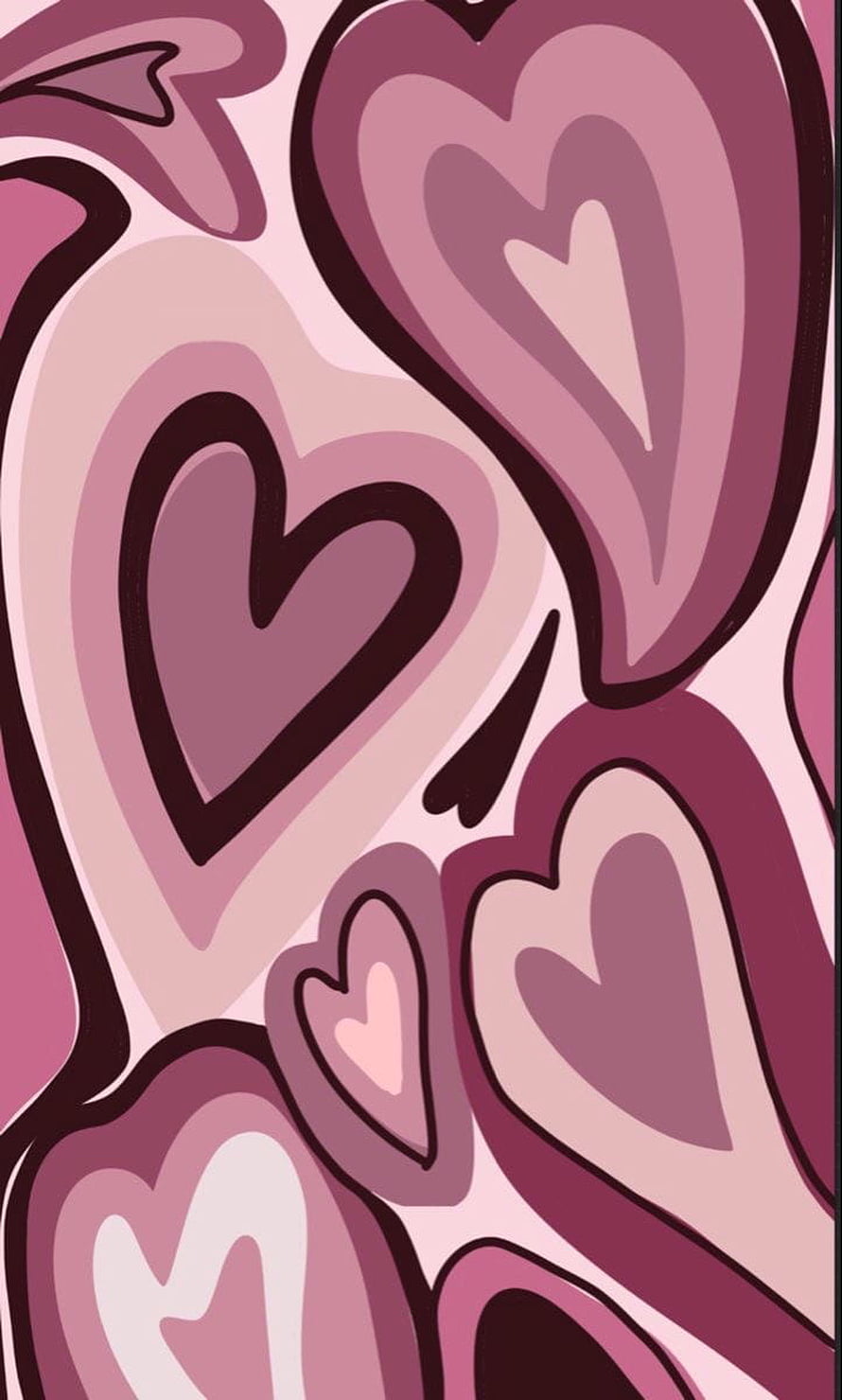 Abstract Aesthetic Heart Pattern in Soft Pink and Mauve Tones HD phone wallpaper